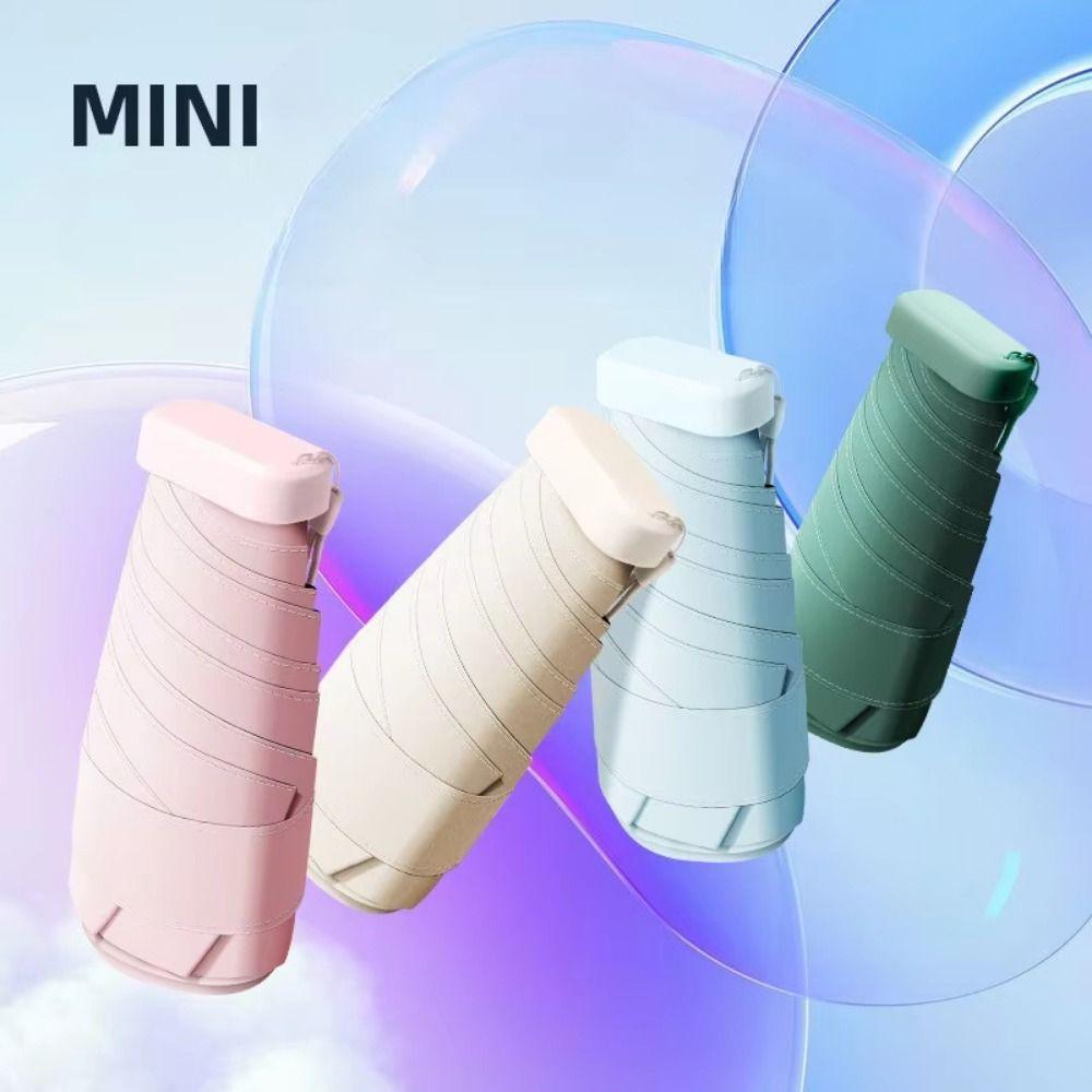 UPF50 Mini Sun Umbrella Five Fold Hand Operated Parasol Compact Travel Rain Umbrella  Daily Use