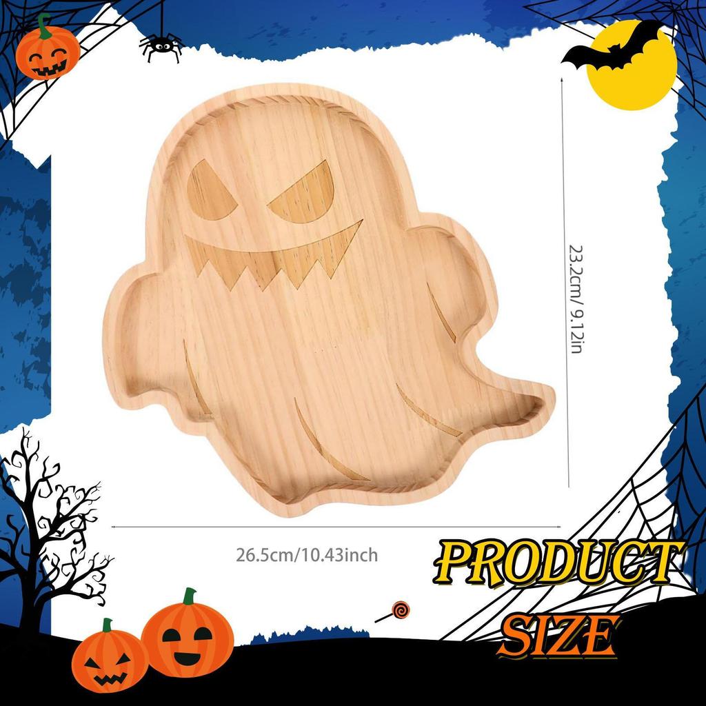 Halloween Board Wooden Serving Tray Fruit Plate Creative Dish Decorative Platter Cutting