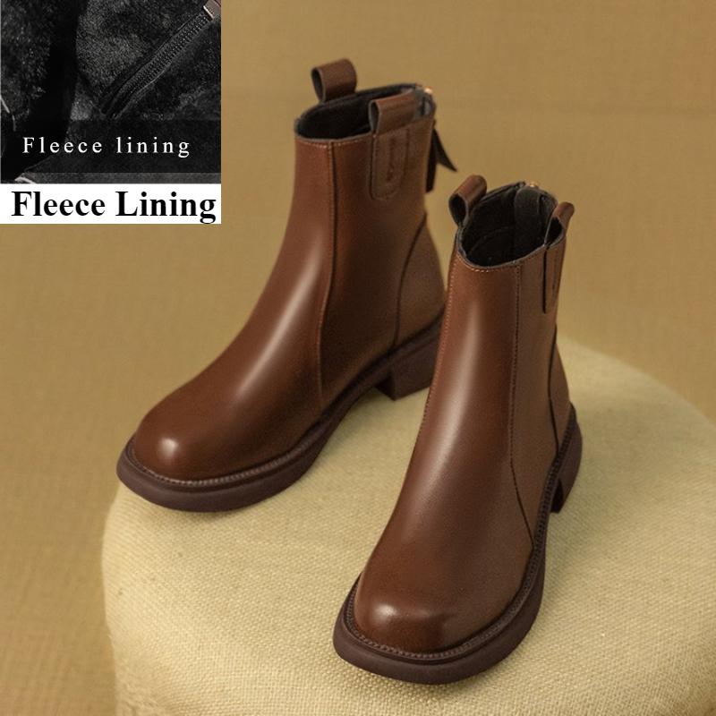 

Высококачественные женские ботинки осенне-зимнего стиля с мягкой подошвой в стиле ретро с одинарной подкладкой и флисовой подкладкой, короткие ботинки из натуральной кожи для женщин 40