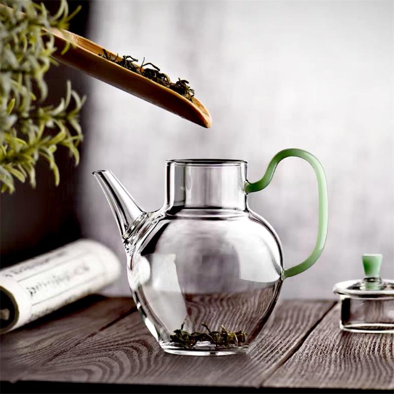 210ml High Borosilicate Small Glass Teapot Heat Resistance Tea Kettle Teaware Fruit Flower Kung Fu Tea Set Tea Brewing Tea Set