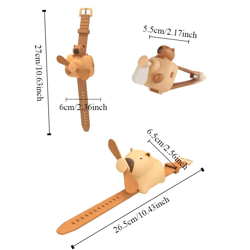 3 Speeds Portable Cute Watch Fan USB Charging Watch Small Fan Capybara Electric Fan Children