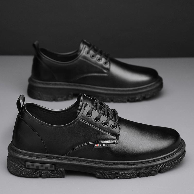 Höst brittisk business casual läderskor svarta brudgums bröllop höjande stor tå trendiga skor