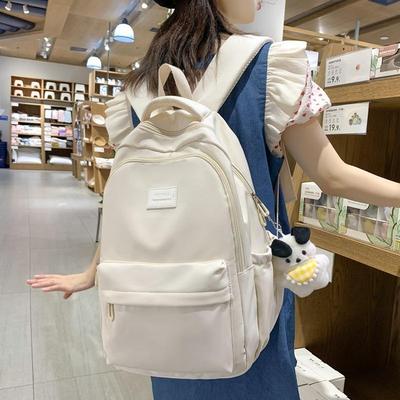 Mochila Harajuku feminina de cor sólida, estilo universitário, mochila escolar para alunos do ensino fundamental e médio, mochila feminina simples de grande capacidade