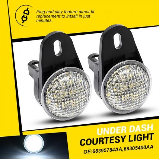 

White LED Under Dash Courtesy Light Lamp For 11-22 Durango 13-22 Ram 1500 2500