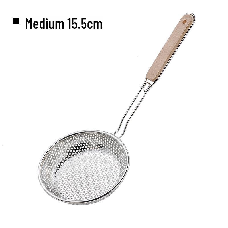 Fortykket rustfritt stål øse med sil for nudler, dumplings og fritering
