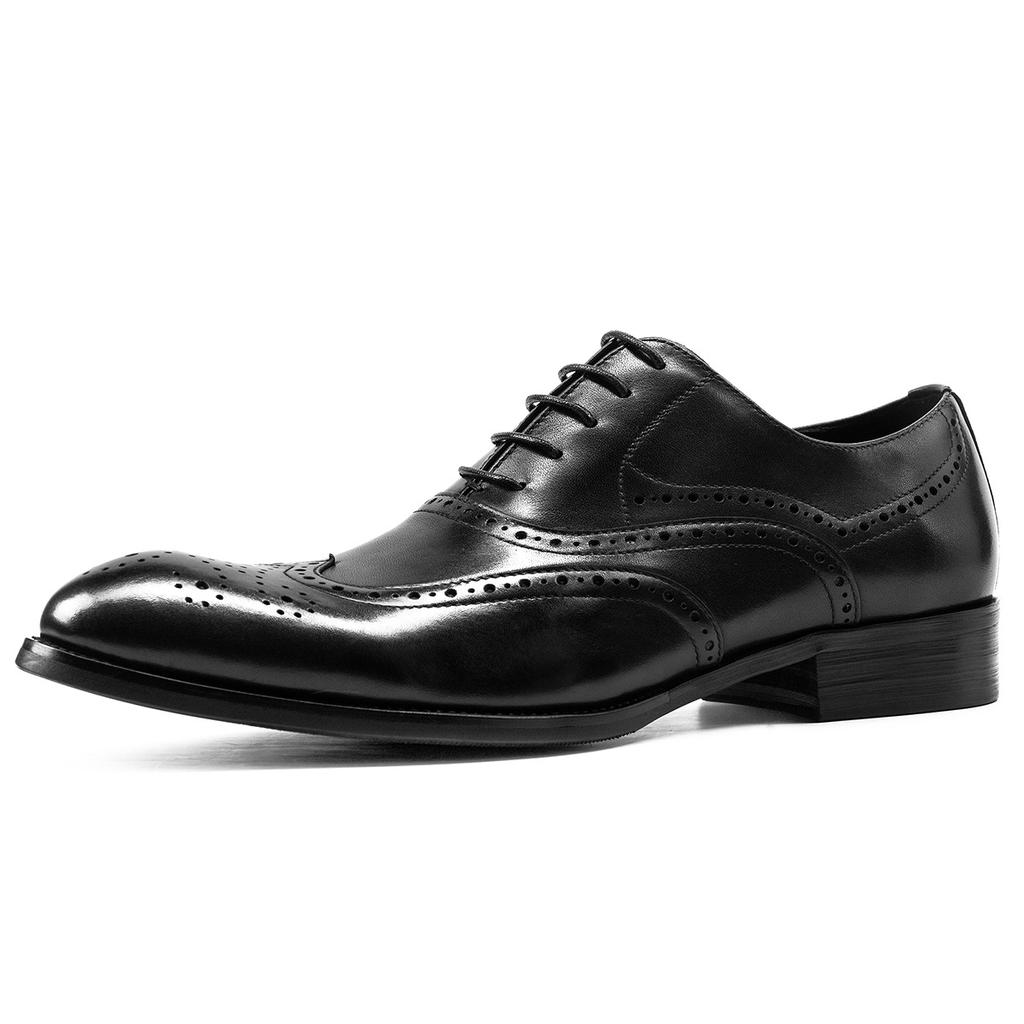 Cowhide Formal Men'S Shoes British Business Casual Shoes Men'S Carved Oxford Brock Leather Shoes