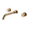 Rubinetto per Lavabo in Oro Spazzolato a Doppia Maniglia Montato a Parete per Lavabo da Bagno
