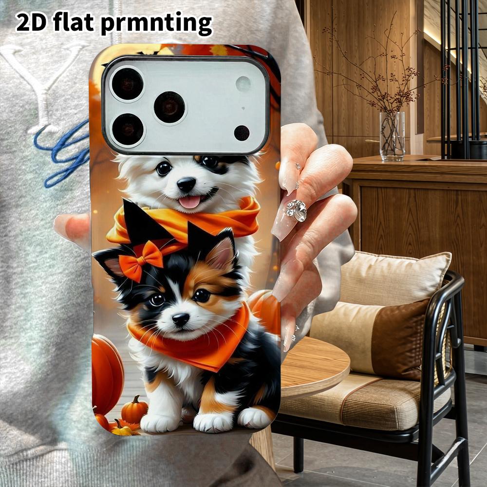 Phone Case: 2D Flat Design Suitable for iPhone 18 17 16 15 14 13 Pro Film Protective Case, Couple Style, Three-color Little Dog, Christmas and Hallowe