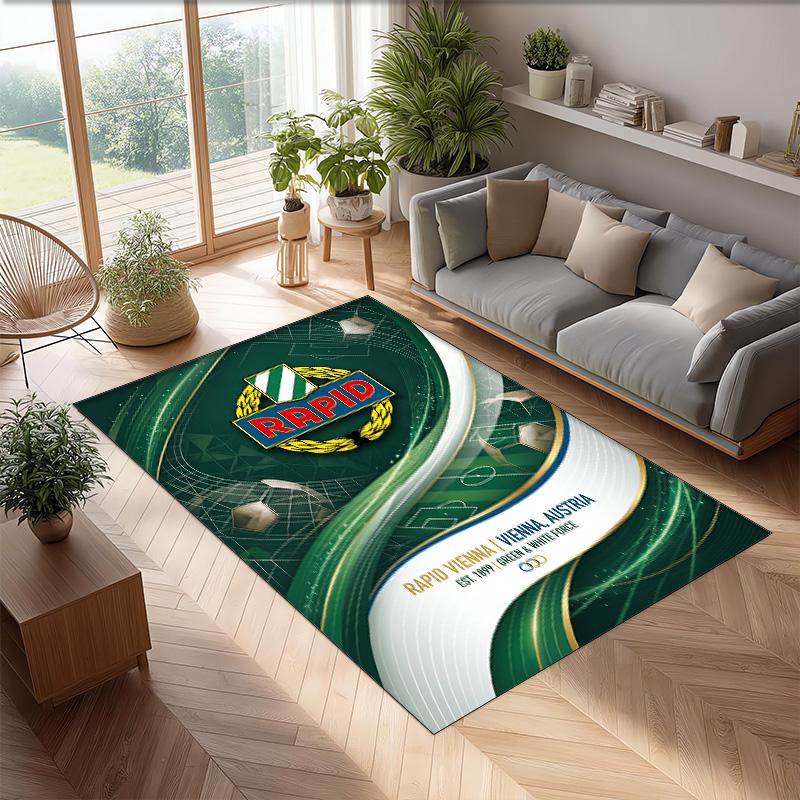 Rapid Wien FC Soccer Football Pattern Soft Area Rug Non Slip Indoor Floor Carpet Sports Decor Mat for Bedroom