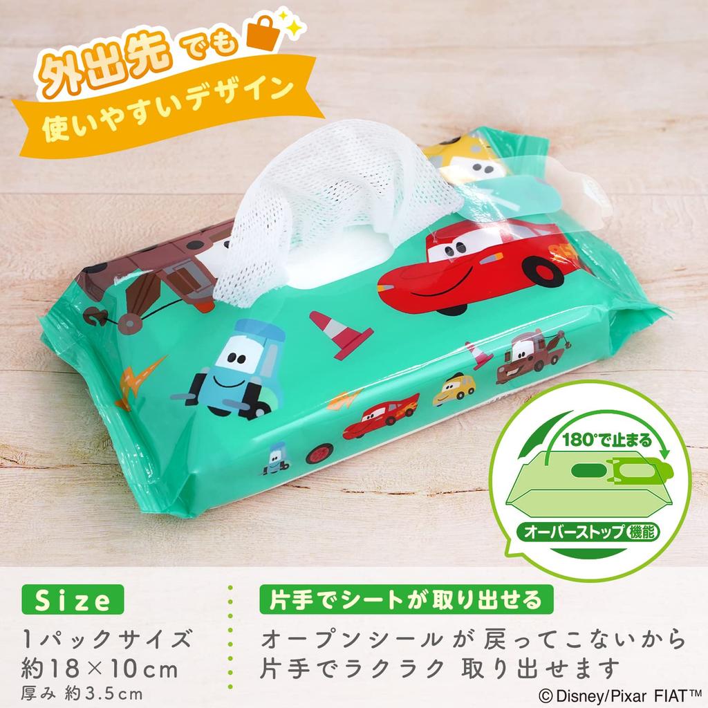 Disney Pure Water Baby Hand and Mouth 60 wipes x 3 packs Made in Japan 99% Wipes, (Cars), Additive-Free,