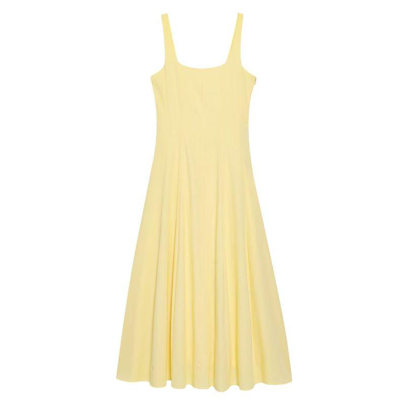 

Kaslead Новая женская одежда Мода в западном стиле Смешанное платье-слинг миди 3269709 Yellow L