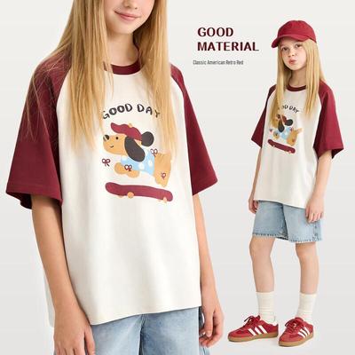 DOMIO Mädchen Raglan Kurzarm T-Shirt