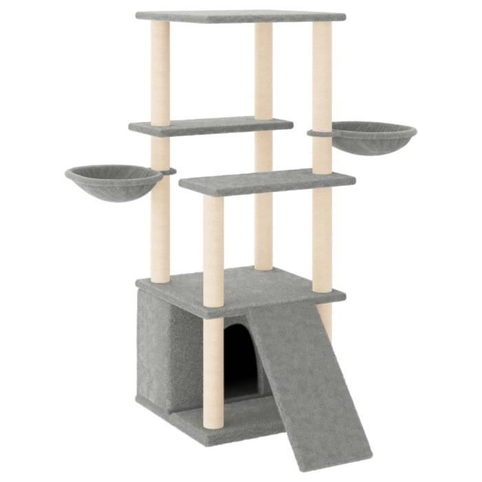 VidaXL Cat Tree with Sisal Scratching Posts Light Grey 133 Cm 171757