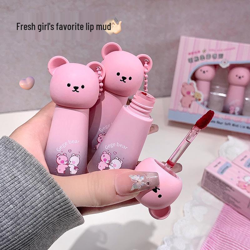 Makeup Gege Bear Xiong Soft Mist Lip Mud: Velvet Matte, Non-Drying, Waterproof Lip Glaze.