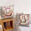 Easter Cartoon Cute Rabbit Cushion Cover Silky Short Plush Invisible Zipper Dustproof Sofa Pillow Case For Home Decor