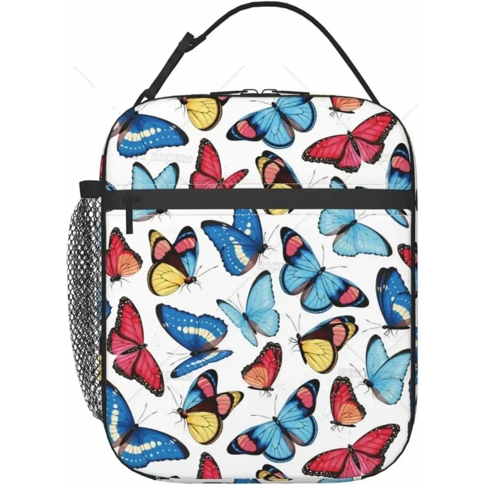 Insulated Purple Butterfly Lunch Bag - Reusable Cooler Tote for Women/Men - Waterproof & Leakproof - Lunch Box for Picnic Office