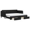 VidaXL Lit de jour avec gigogne et tiroirs noir 80x200 cm tissu 3196867
