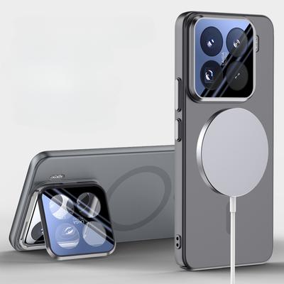 Pro Xiaomi 15 Pro Mi15 Magnetický kovový držák kamery Kryt zadní strany telefonu pro Xiaomi 15 Pro 15pro Nárazuvzdorný nárazník Neviditelný kryt se stojánkem