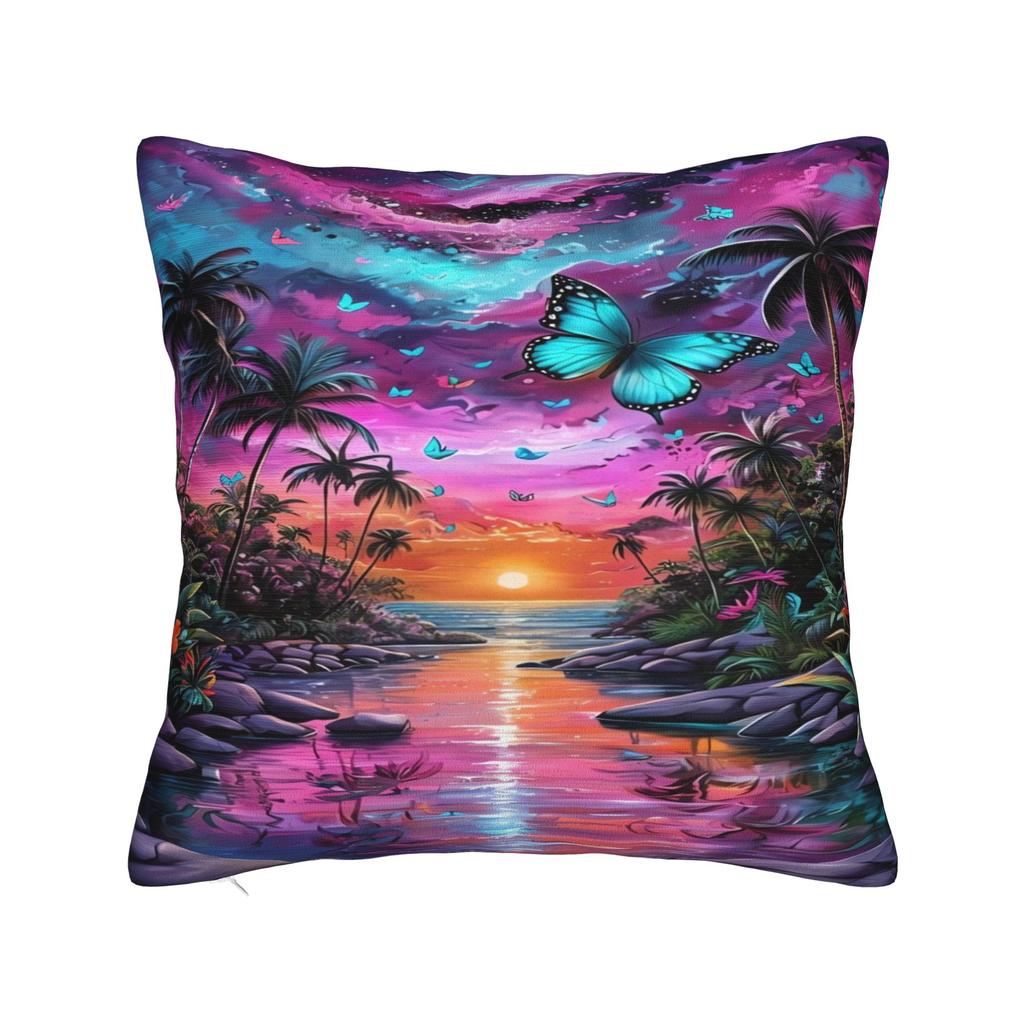 Rainbow Waterfall Art Pillow Cover  Square Cushion Cover Cute Funny Pillow Case For Living Room Chair