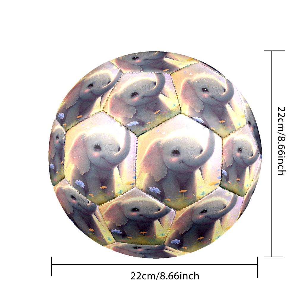 1pc Elephant Flowers Theme Soccer Ball Football, Size 5, Lightweight PVC, Outdoor Training Soccer Ball,Gift C6529