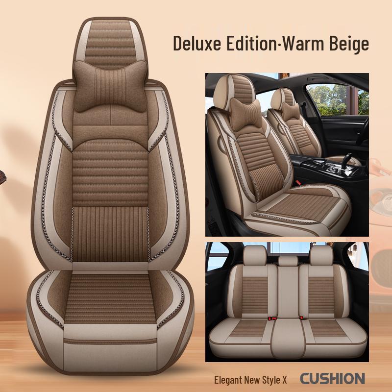 Thickened Linen Car Seat Cushion Cover for Summer