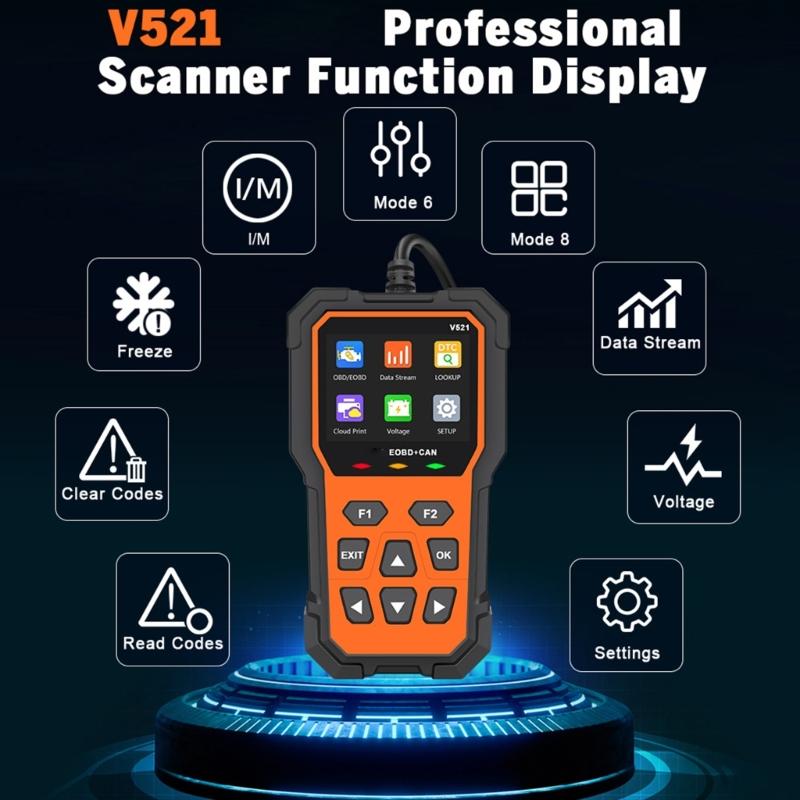 V521 Car Fault Code Scanners Diagnostic Tool, Clear Error Codes, Suitable for Quick Error Detection Trouble Code Erasing