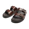ZARA Double Strap Decorative Buckle Silent Slide Sandals Men Sandals Brown 2700220700