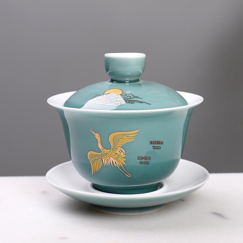 

Large Ceramic San Cai Gaiwan - Creative Kung Fu Tea Brewing Set with Lid and Logo Teacup, Gift Edition 4.0
