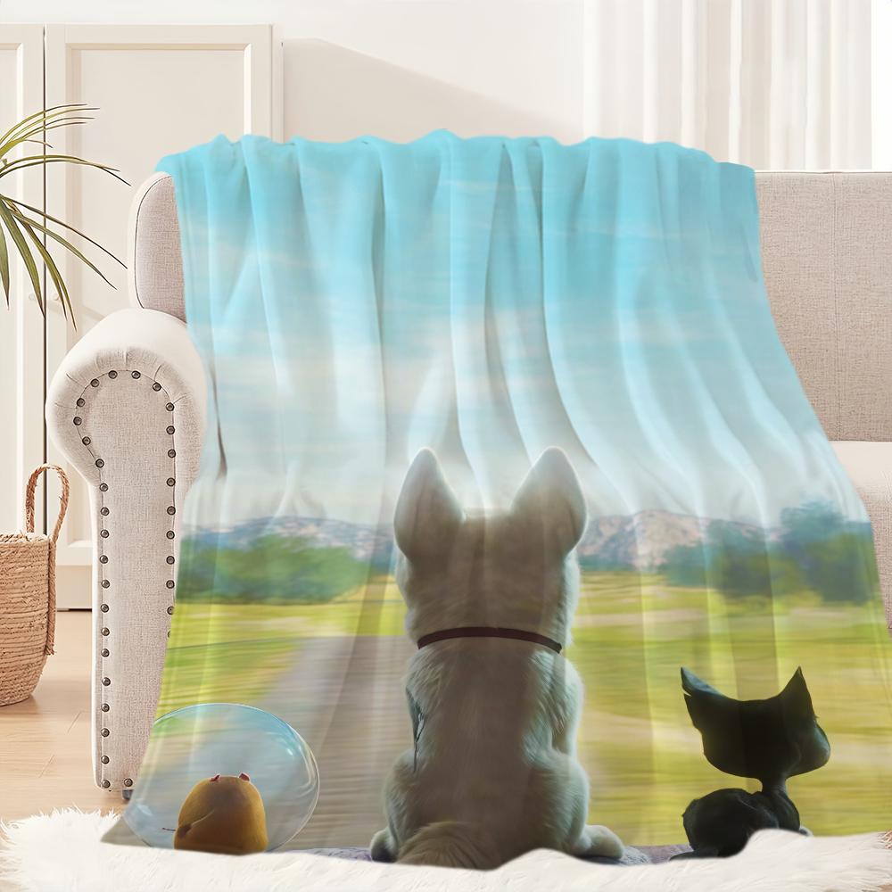 Cartoon B-Bolt Movie DSN Blanket Blanket for Couch Sofa Travel Home Picni Flannel Blanket Birthday Gift Warm Comfortable