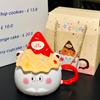 Cute Cone Party Mug with Lid Creative Cartoon Ceramic Mug Cute Mug  Gift for Friends  Souvenir
