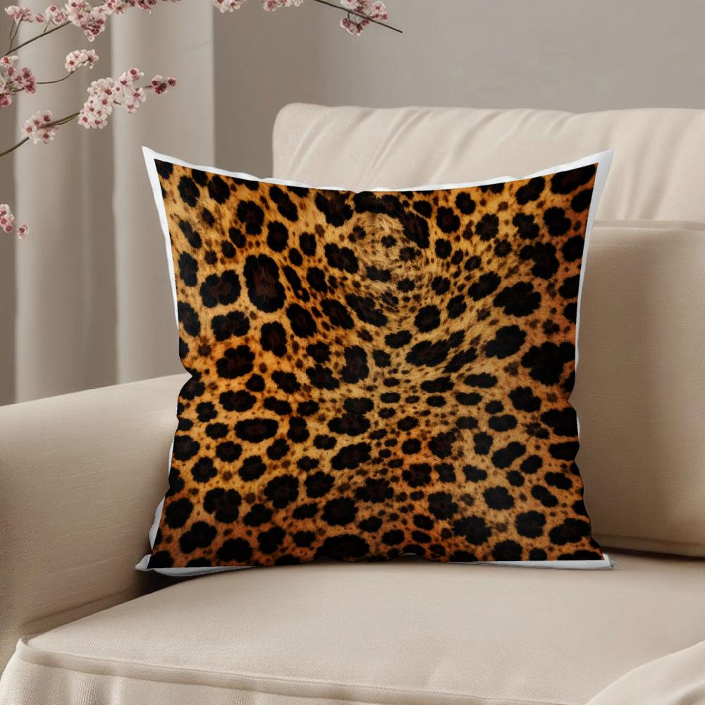 Leopard Print Pillow Cover Brown Black Animal Pattern Decorative Cushion For Living Room Bedroom Sofa Chair