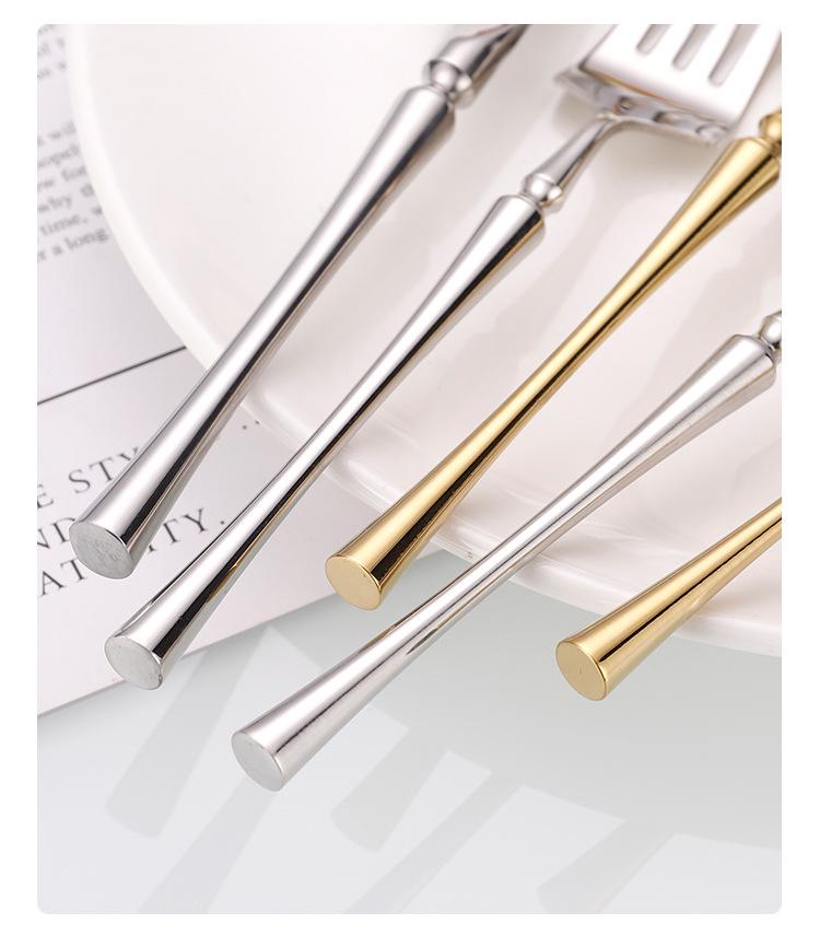 Stainless Steel Small Waist Cutlery Set: Steak Knife, Fork, Dessert Spoon, Mirror Finish.