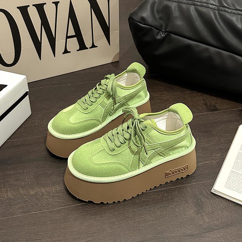 Versatile casual thick-soled height-increasing muffin shoes for women's 2025 spring and summer new Korean version of height-increasing and thin lace-u