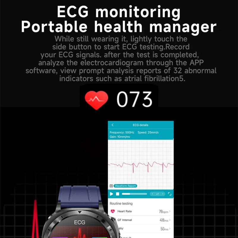 2025 Novo Relógio 7 Lipídios Sanguíneos Ácido Úrico Pressão Oxigênio no Sangue Análise Corporal Relógio Inteligente ECG+PPG Relógio Saúde Smartwatch para Homens