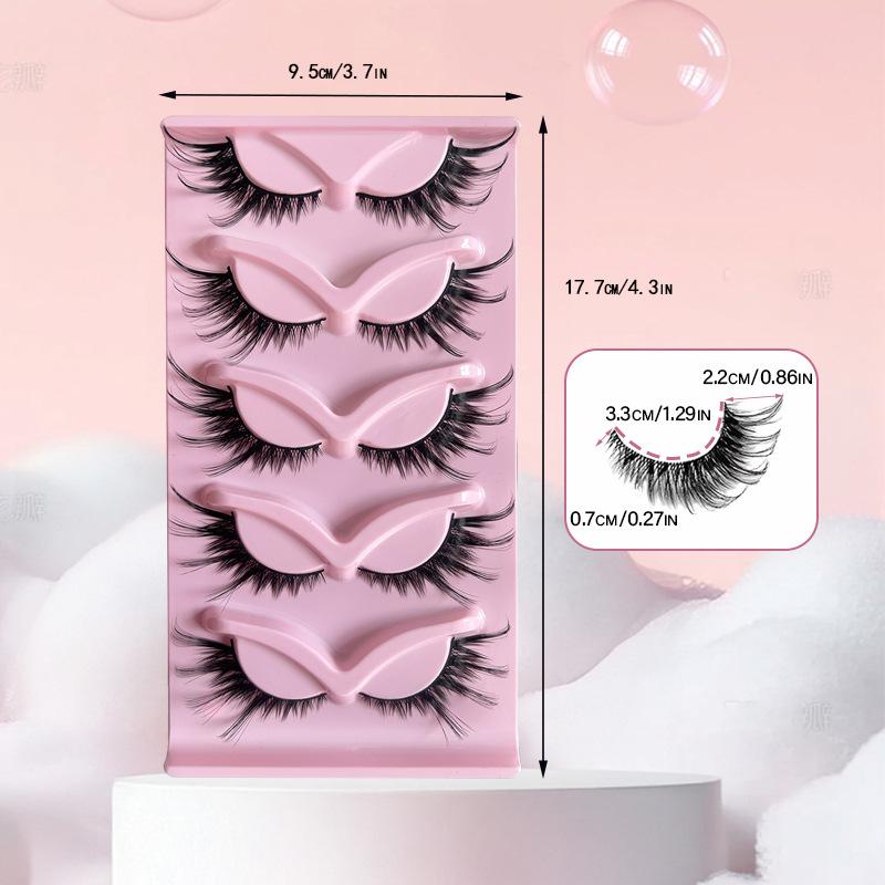 1Pc European and American style 5-pair fox-style Slanted Natural One-piece Black Cat-eye False Eyelashes