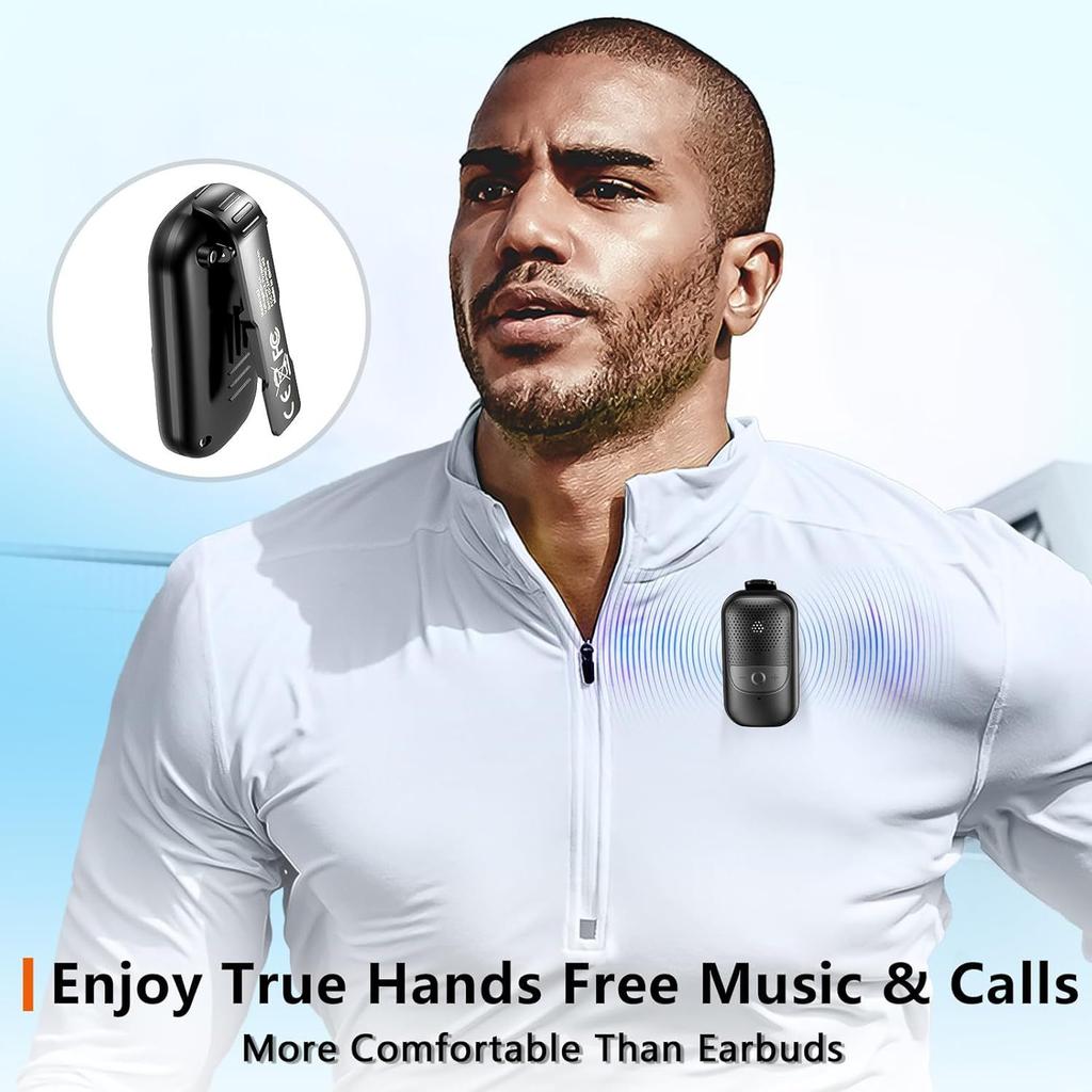 Mini Wearable Bluetooth Speaker Clip-On Wireless Portable Speakers Built-in ENC Mic Hands-free Call For Work Outdoors Sports