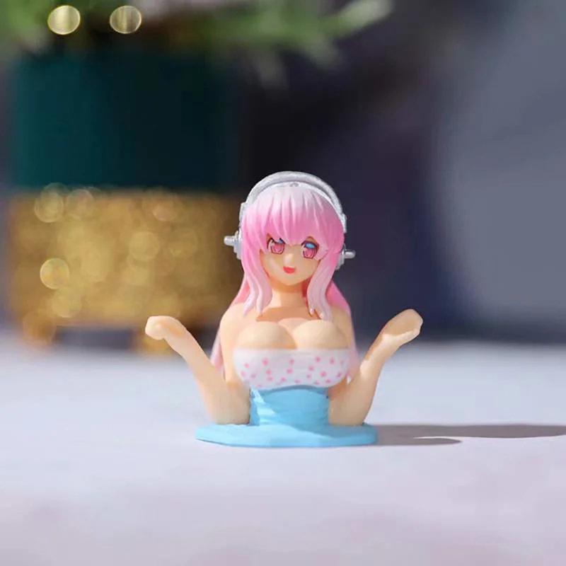 Cute Chest Shaking Girls Car Ornaments Cartoon Kawaii Car Dashboard Accessories Boutique Pink Anime Car Accessories Interior