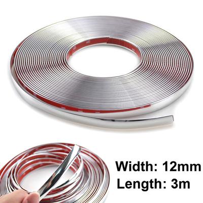 Dörr Fönster Kaross Dekorlist List Dekoration Skydd 3M/12mm Bil Krom Trim Bit Lister Fram Bak Dimljus