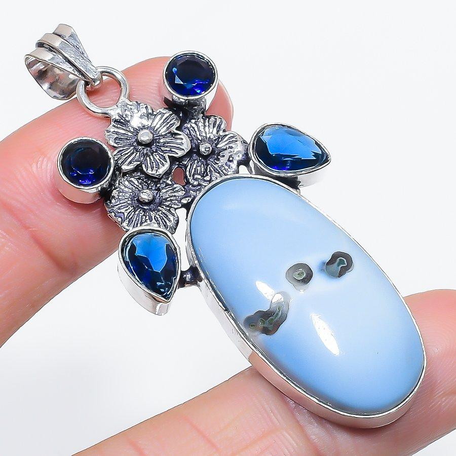 

Натуральный Овайхи Опал, Топаз 925 Стерлинговое Серебро Ювелирный Подвеска 2,44 C6c43