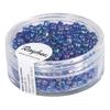 Rocailles, 2,6 mm ø, transparent glänzend, dunkelblau, Dose 17 g