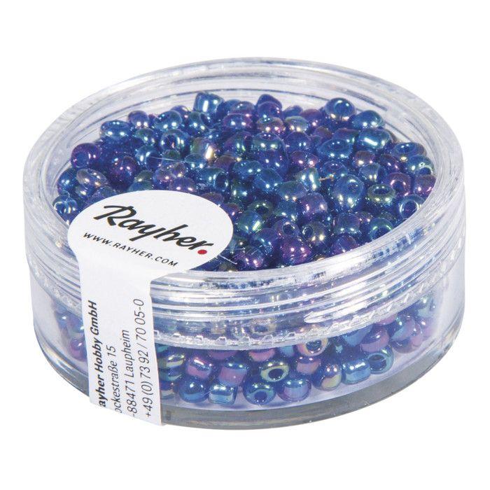 Rocailles, 2,6 mm ø, transparent glänzend, dunkelblau, Dose 17 g