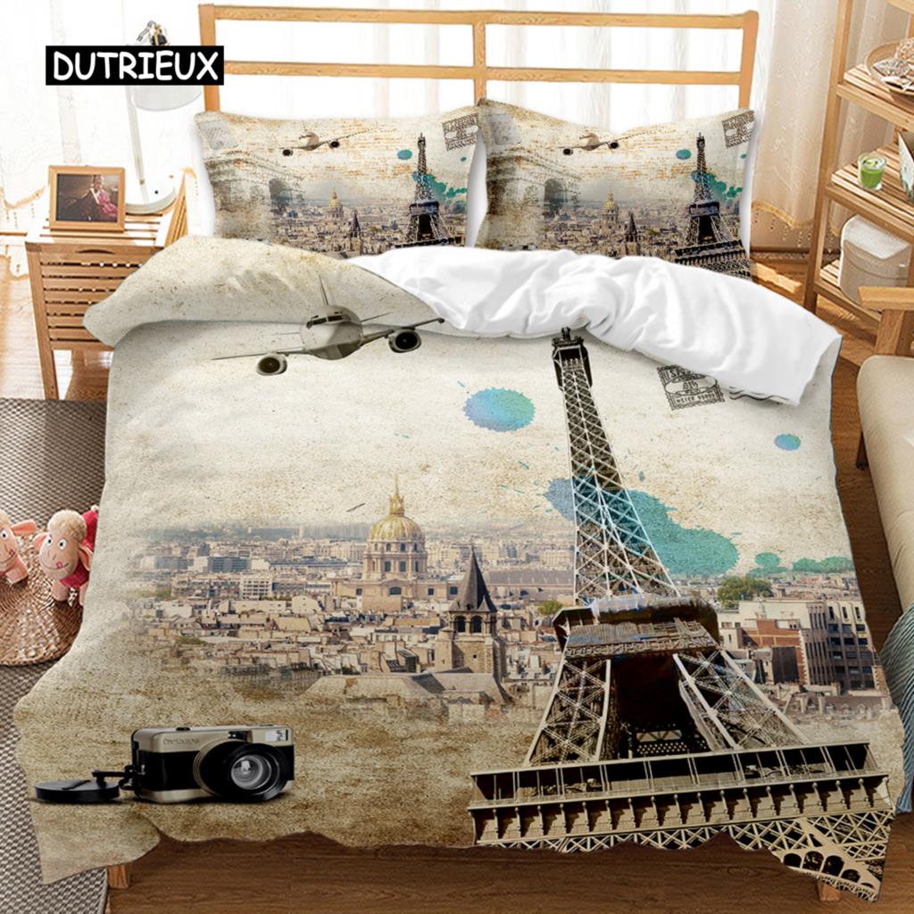 Urban Scenery Duvet Cover Castle Bike Retro Building Traditional British Culture Double Queen King Size Polyester Qulit Cover