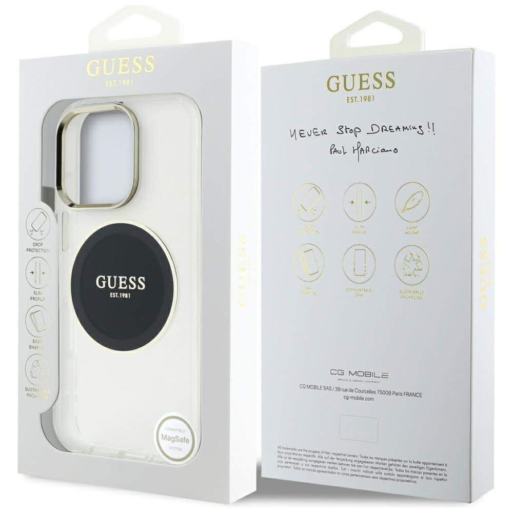 Guess IML Metal Colored Circle Classic Logo MagSafe case for iPhone 16 Pro Max black