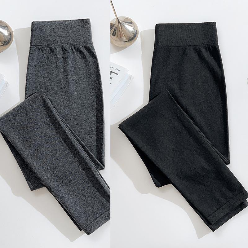 

Осенние женские утягивающие леггинсы с высокой посадкой - Универсальный однотонный большой размер One Size (recommended weight 140-300 jin) чёрный