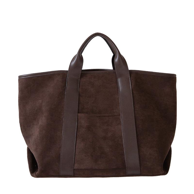 Rou Rou Chen Korean-Style Retro Suede Large Handbag - Trendy Autumn/Winter Women's Tote