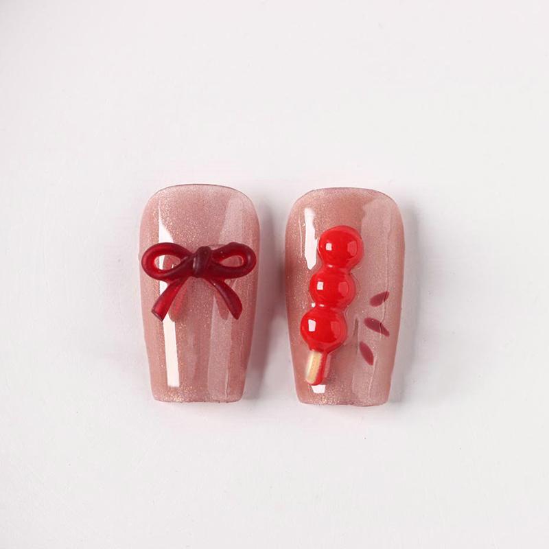 50/100Pcs Sugar-Coated Haws Resin Flatback Nail Art Decoration 3D Fun Food Cartoon Nail Jewelry Charms Chinese Style Nail Parts