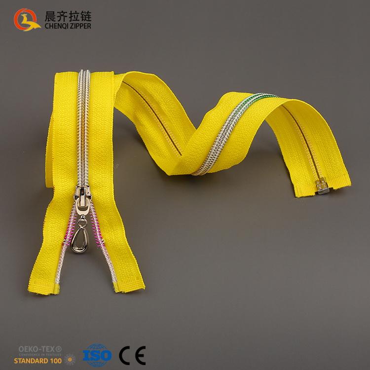 Factory Spot 5# Nylon rainbow Gradient Teeth Colorful Tape Open End DIY Polyester Zipper
