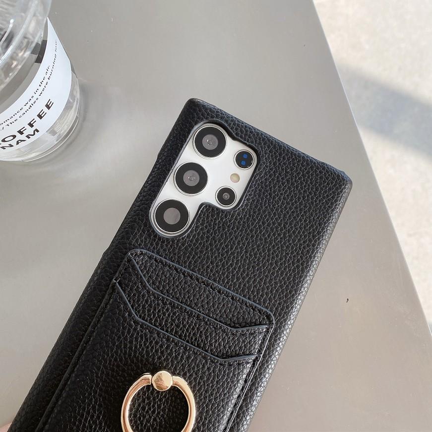 Leather Card Slot Wallet Phone Case For Samsung S23 Ultra S20 S21 S22 Plus S8 S9 S10 Plus Note 10 20 Note 20 Ultra Ring Cover