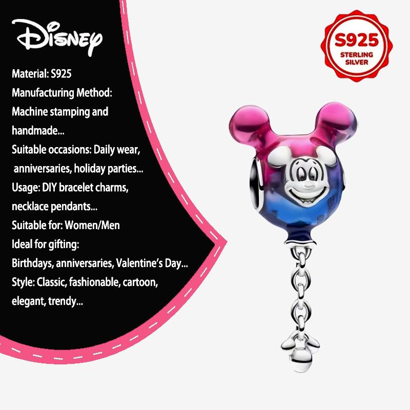 New Disney 925 Silver Winnie & Stitch Charms for Bracelet Necklace DIY Jewelry Gifts Holiday Party
