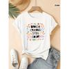 Women's Crayon & Print Short Sleeve T-Shirt - Casual Round Neck Summer Blouse with Cute Crayon, Machine Washable Top for Casual Attire
